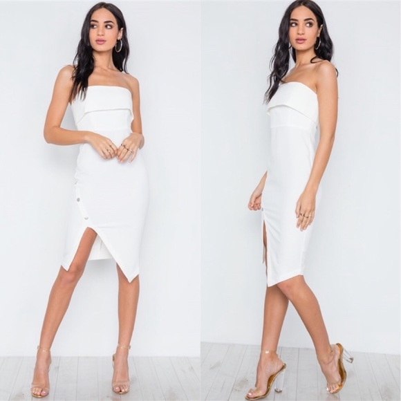 White Strapless Dress - Picture 1 of 3